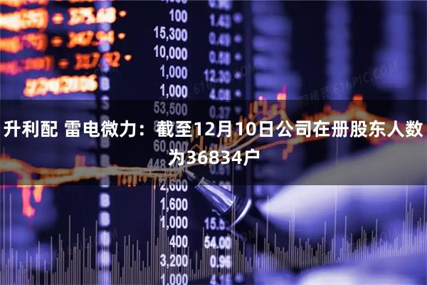 升利配 雷电微力：截至12月10日公司在册股东人数为36834户